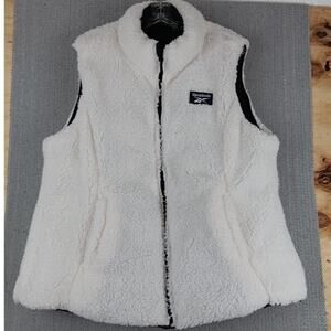 Reebok Glacier‎ Shield Reversable Sherpa Vest Womens XL Black/White Puffer Logo